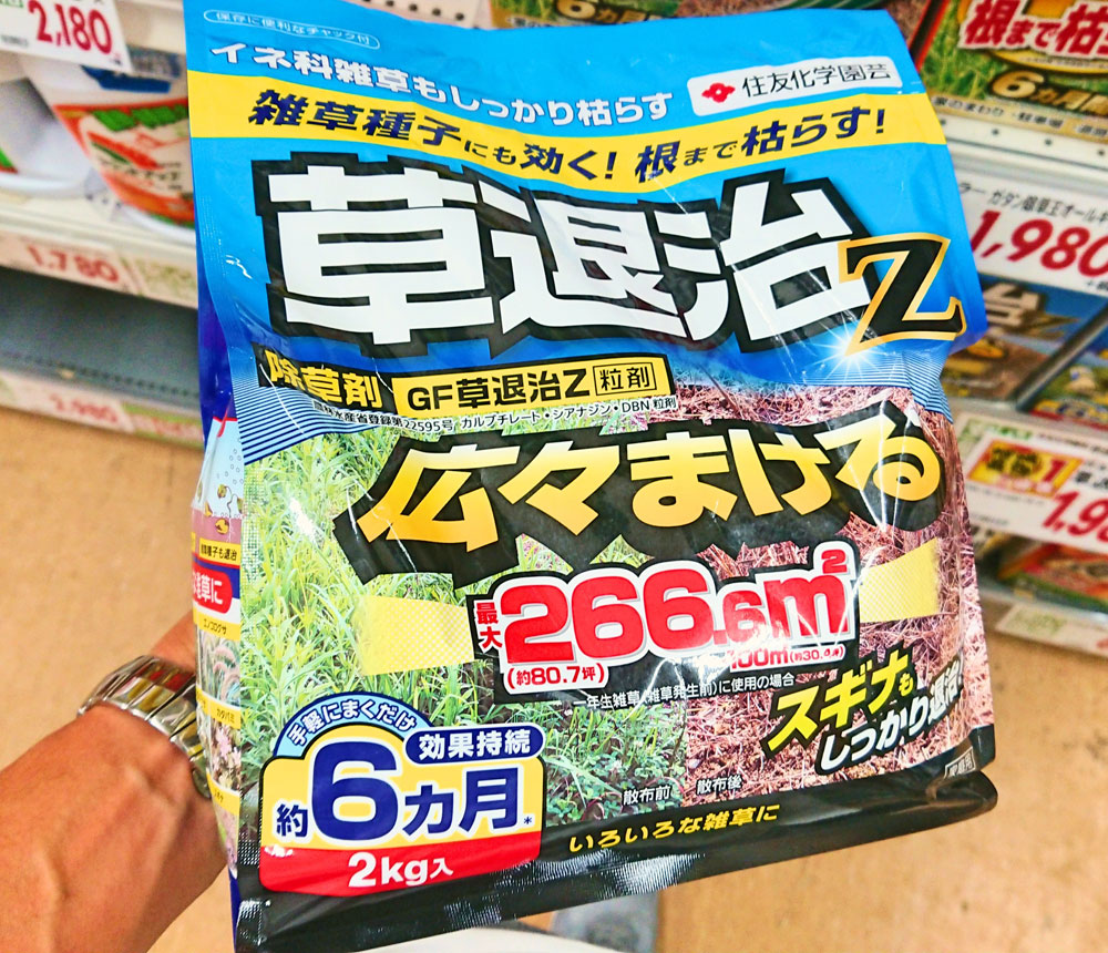 草刈り後には除草剤を撒く